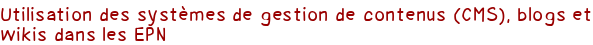 Utilisation des systèmes de gestion de contenus (CMS), blogs et wikis dans les EPN